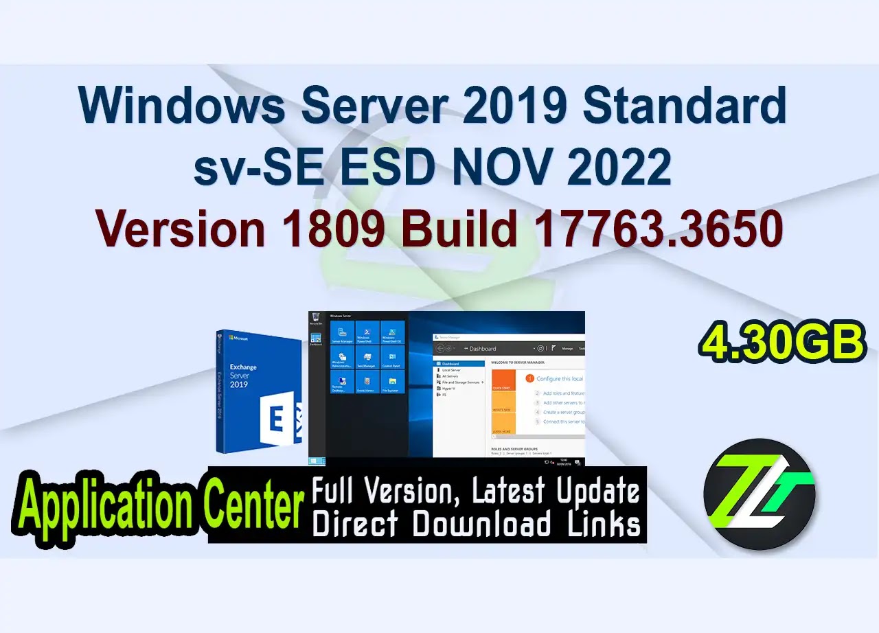 Windows Server 2019 Standard sv-SE ESD NOV 2022 Version 1809 Build 17763.3650