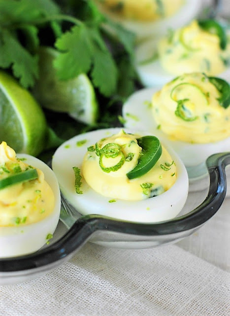 Lime Deviled Eggs deliver upwards a zippy footling spicy Jalapeno-Lime Deviled Eggs