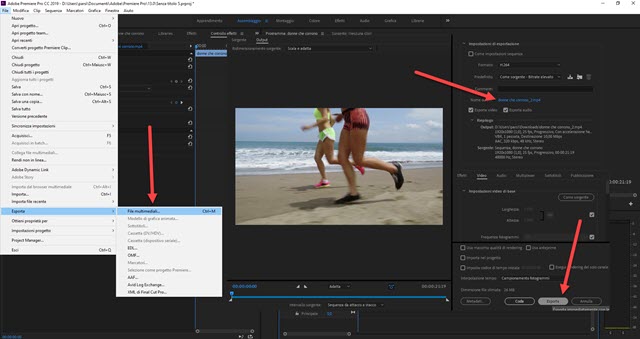 esportazione file multimediali adobe premiere