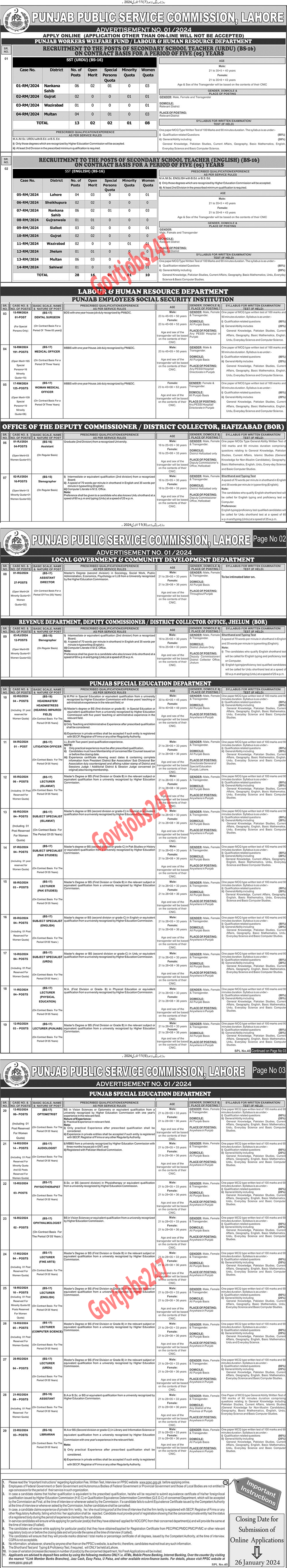 ppsc jobs latest advertisement 2024