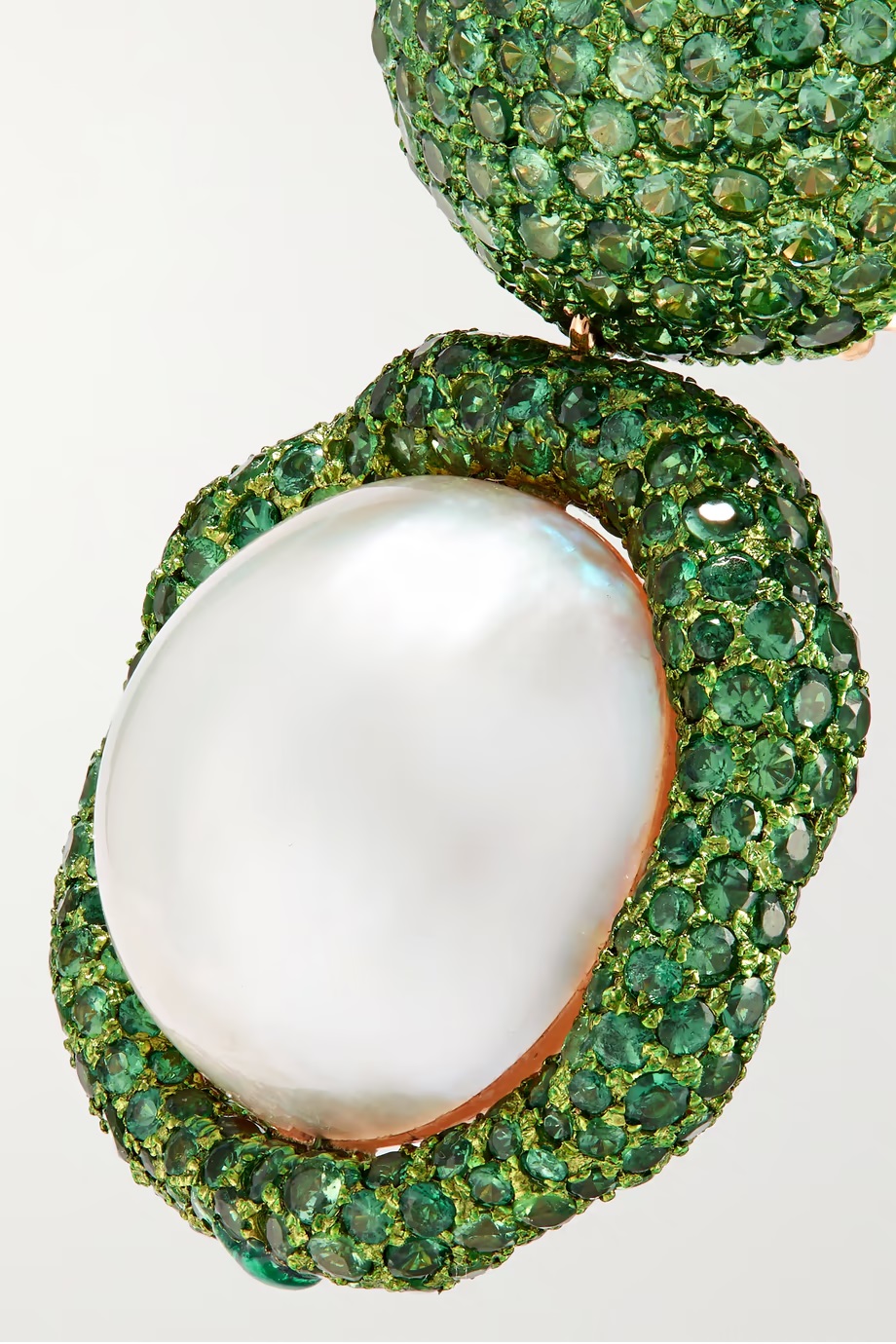 BINA GOENKA 18-karat Gold, Tsavorite and Pearl Earrings