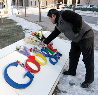 Photograph: Laying a tribute to those who cannot use Google in China - from wired.com