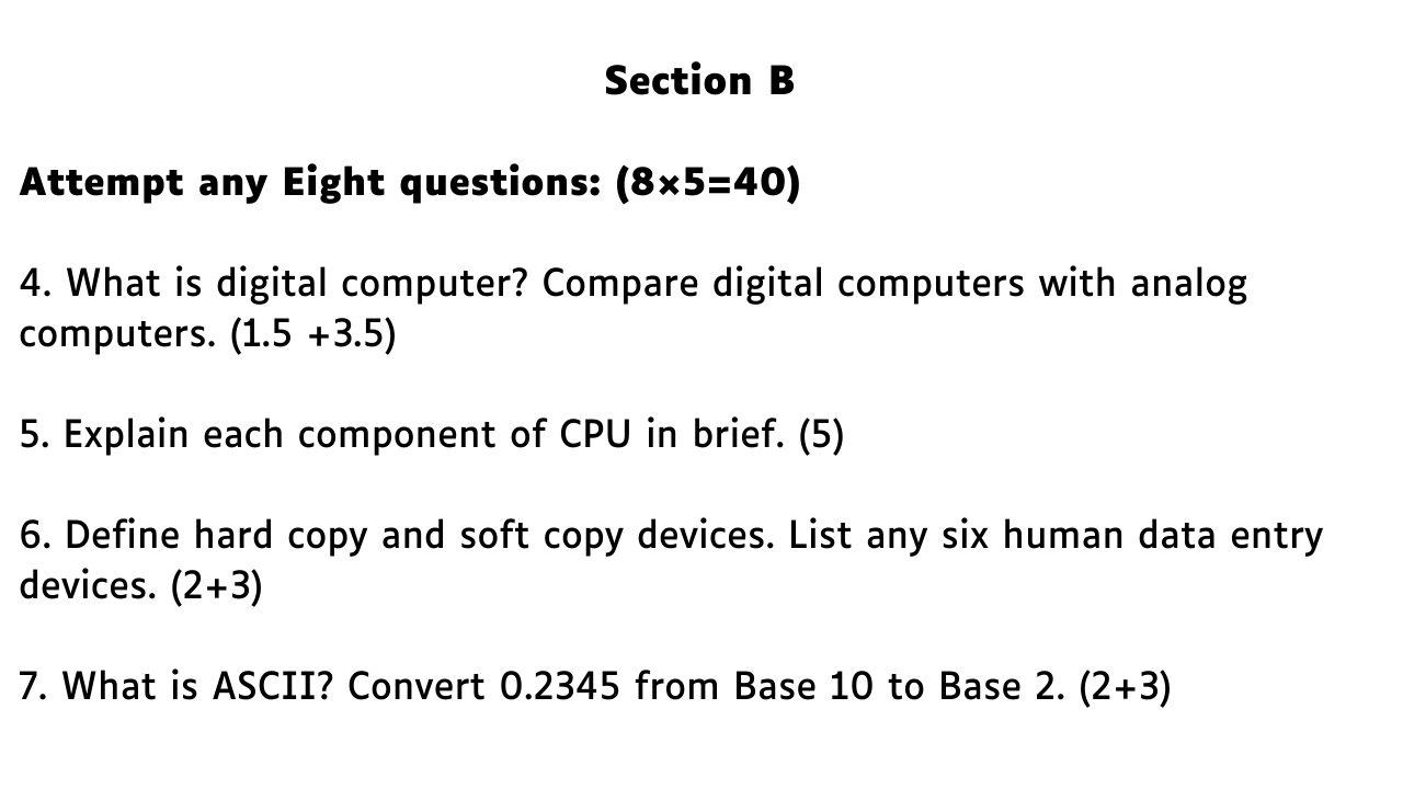Introduction to Information Technology (IIT): CSIT 1st Semester Question