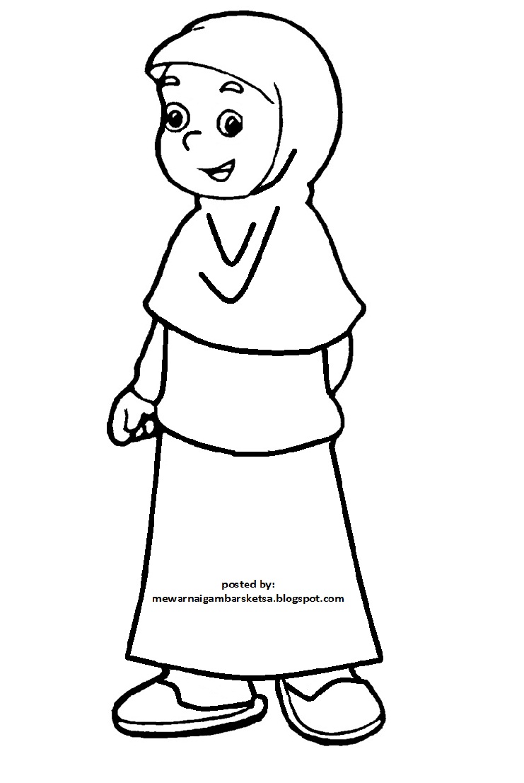 Mewarnai Gambar Mewarnai Gambar Sketsa Kartun Anak Muslimah 112