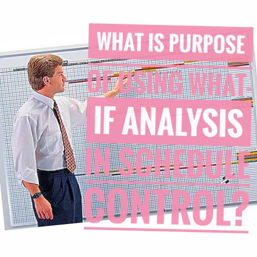 Purpose of using what-if analysis The purpose of using what-if analysis in schedule control is to—   a. Review scenarios to bring the schedule in line with the plan  b. Document requested changes  c. Provide additional details as to when the schedule baseline should be updated  d. Update the activity attributes  Answer: a. Review scenarios to bring the schedule in line with the plan  What-if analysis A corrective action is anything that is done to bring expected future schedule performance in line with the schedule baseline. Regarding the project schedule, it usually means taking action to speed up the project. One way to determine why the schedule performance is not in line with the plan is what-if analysis, which may address schedule activities and other scenarios other than the activity that is actually causing the variance. It evaluates scenarios in order to predict their effect on the project’s outcomes, either positive or negative. [Monitoring and Controlling]