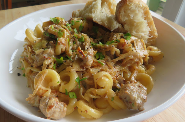 Pasta with a Creamy Mustard and Sausage Sauce