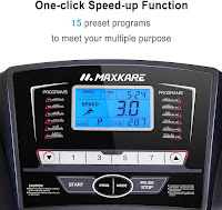 MaxKare Treadmill's Console with blue backlit LCD screen, image