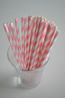 Pink Stripe Paper Straw