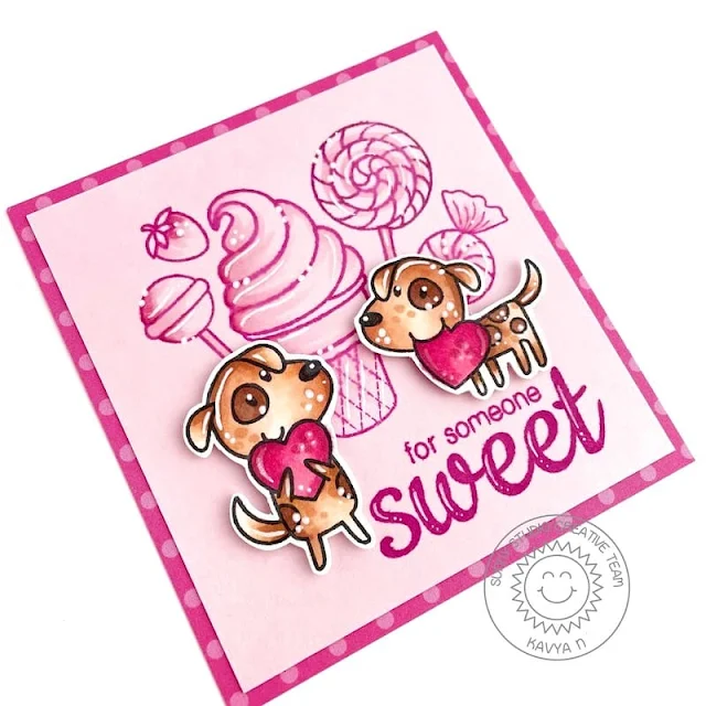 Sunny Studio Stamps: Puppy Love Love Themed Card by Kavya (featuring Candy Shoppe, Sweet Shoppe)