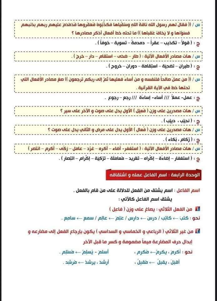مجموعة أسئلة اختبار وزارية للصف الثالث متوسط لمادة اللغة العربية