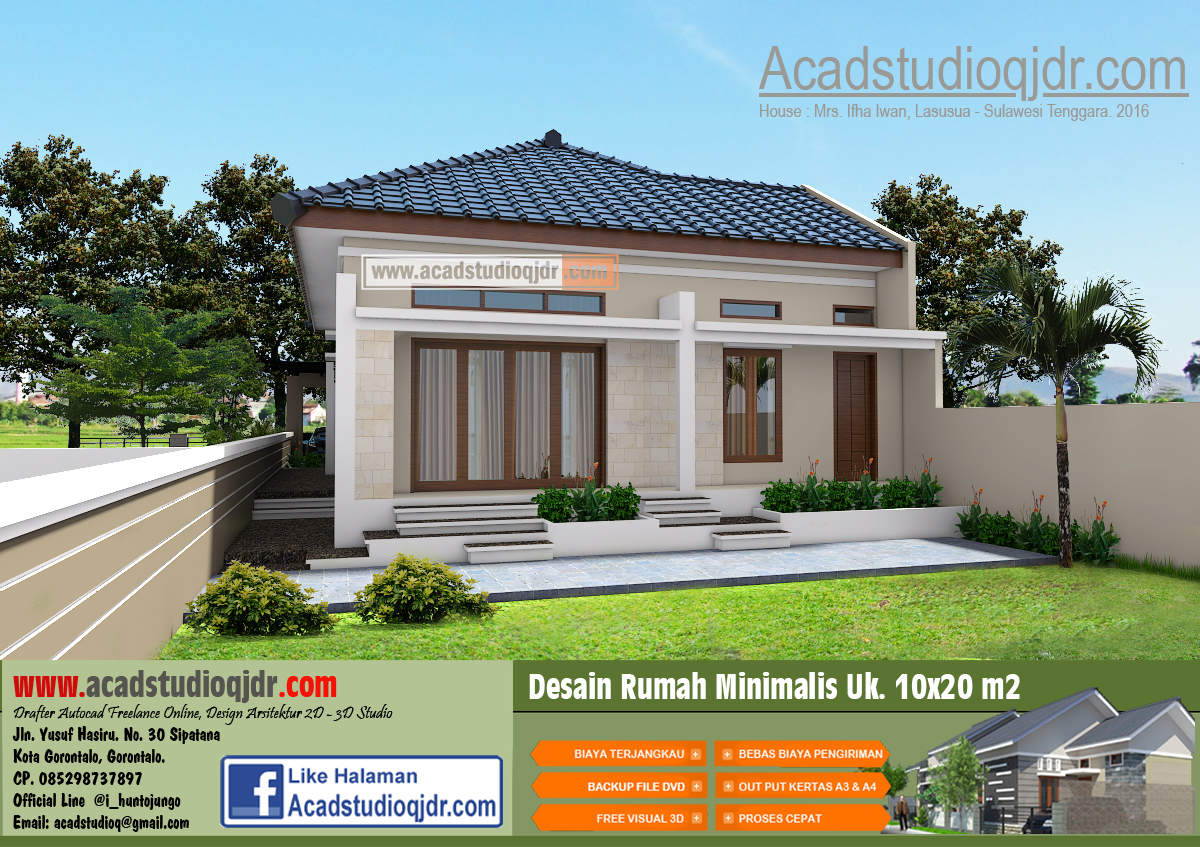 Desain Rumah Tropis Minimalis di Lahan 10x20 meter - Jasa 