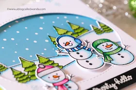 Sunny Studio Stamps: Feeling Frosty Scenic Route Stitched Oval Dies Winter Themed Snowman Card by Wanda Guess