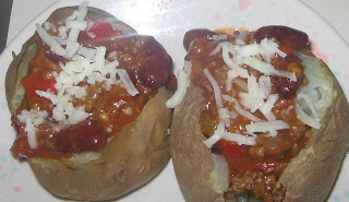 CHili Cheese Bake Potatoes