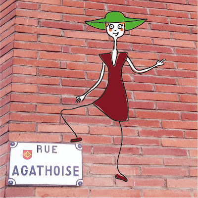 agathe, albane devouge, briques roses, dessin, humour, illustrateur paris, illustration, illustratrice, porter un chapeau, rue agathoise, toulousaine, toulouse, visiter toulouse, 