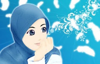 Gambar kartun muslimah cantik berhijab sedih