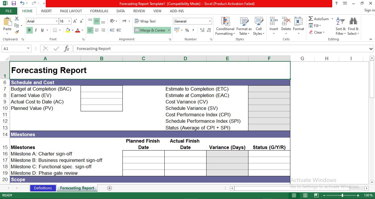 Forecasting report template in excel