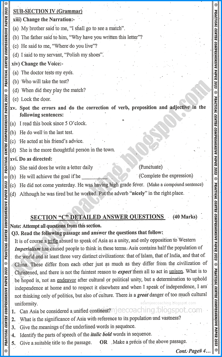 english-11th-practical-centre-guess-paper-2023-science-group