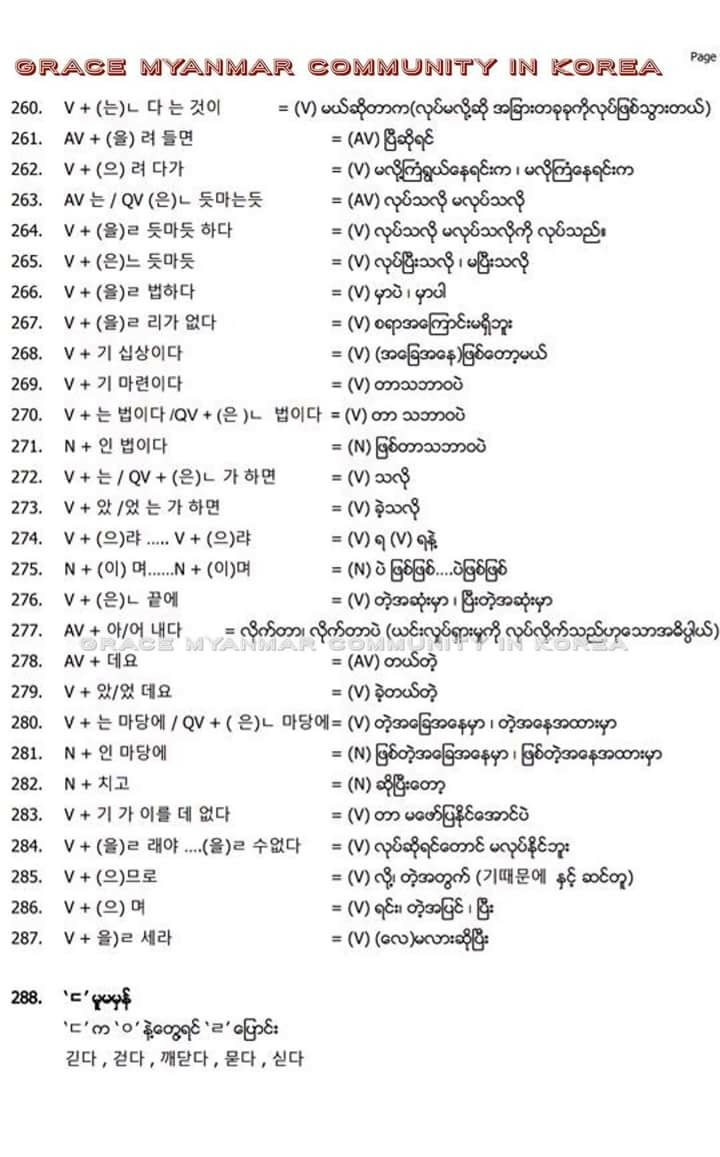 한국어 미얀마 문법