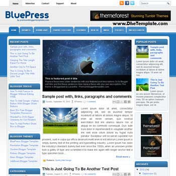 BluePress blog template. template image slider blog. magazine blogger template style