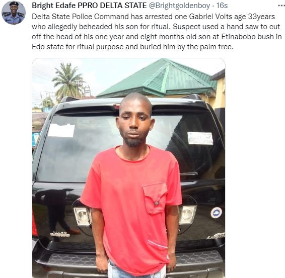 Unbelievable! Man Allegedly Beheads His Own Son In A Bush For Ritual Purposes In Delta