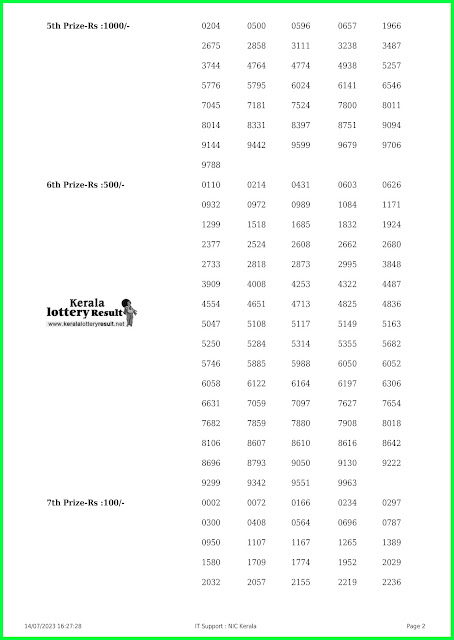 Off. Kerala Lottery Result; 14.07.2023 Nirmal Lottery Results Today "NR-337"