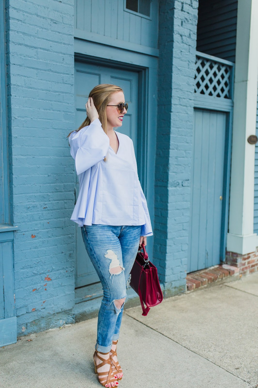 charlestown fashion blogger, lcs studios, boston style blogger, on the blog, bell sleeve top, shopbop bell sleeve