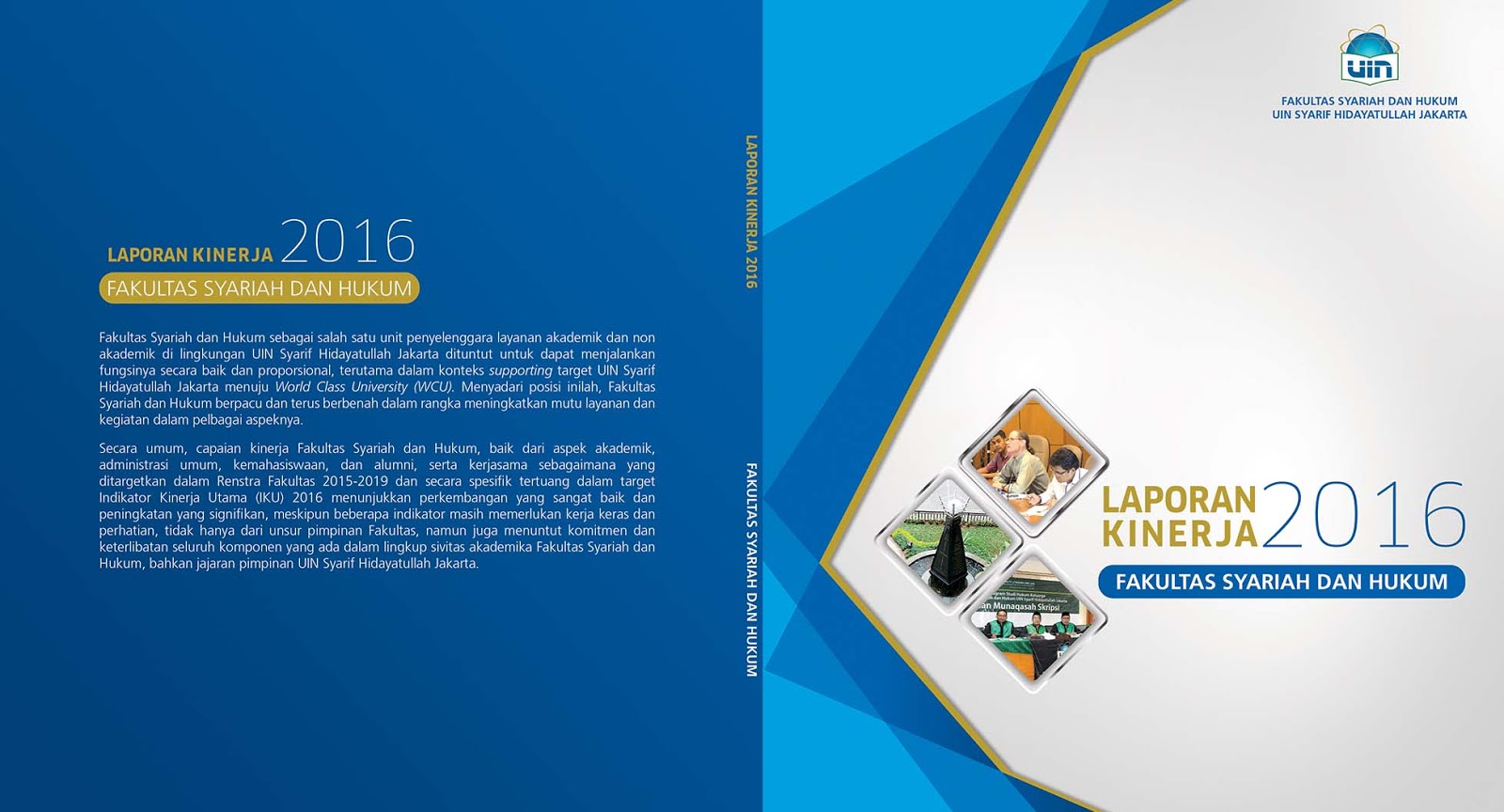 Layout buku  dan desain  cover  Laporan Kinerja FSH 2021