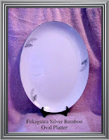 Fukagawa Silver Bamboo Oval Platter - click for full size view