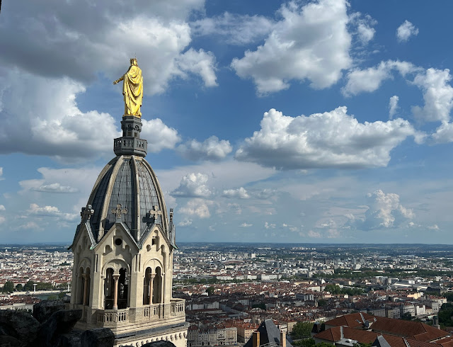 Lyon city view from the rooftops of Basilique Notre-Dame de Fouvrière