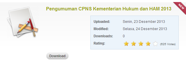 Pengumuman Kelulusan CPNS Kemenkumham 24 Desember 2013