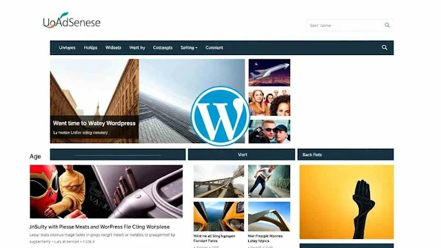 A sleek and modern WordPress blog layout featuring an AdSense integration, showcasing various ad placements seamlessly blended into the design. The layout should include widgets, a clean navigation menu, and vibrant visuals that represent diverse blog topics. Incorporate the WordPress logo subtly within the design, emphasizing a user-friendly interface and optimal ad visibility. The overall color scheme should be appealing and coherent, evoking a professional yet inviting atmosphere for readers and advertisers alike.