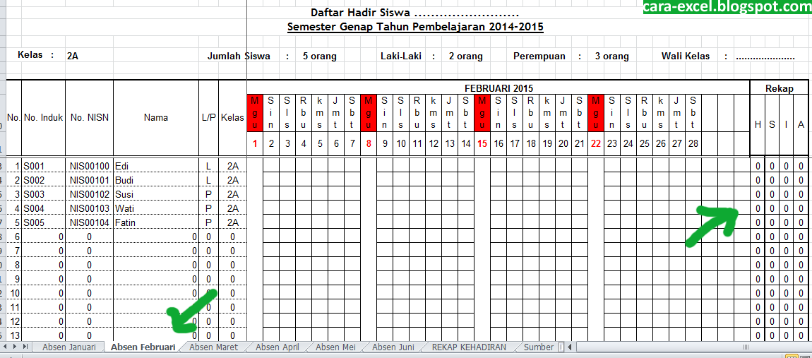 Cara Membuat Absensi di Excel ~ Tips Excel