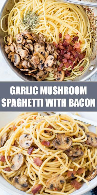 GARLIC MUSHROOM SPAGHETTI WITH BACON