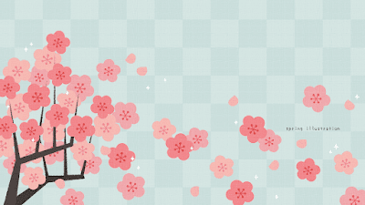 【紅梅】冬の花のおしゃれでシンプルかわいいイラストPC壁紙・背景
