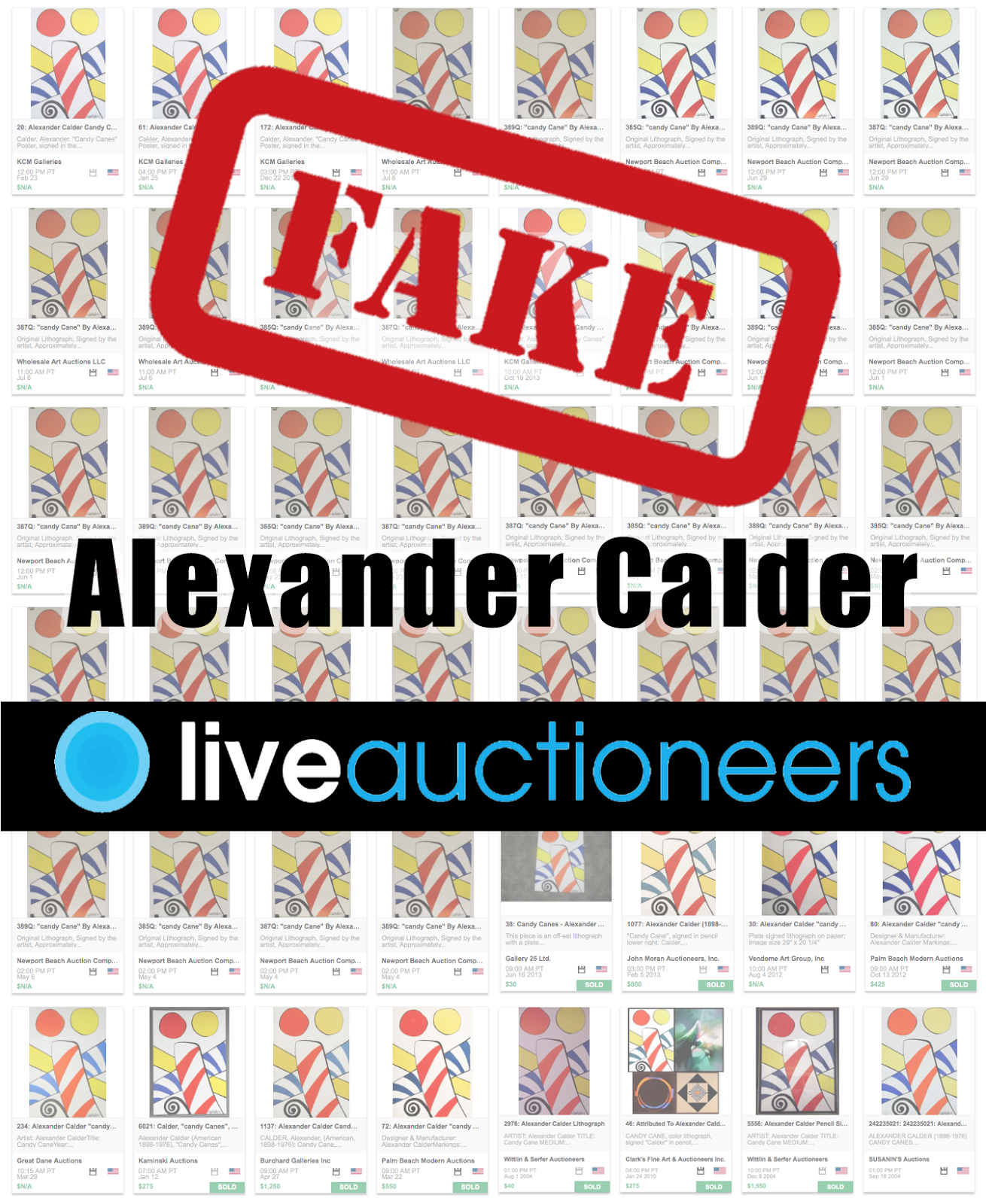 Fraudulent Calder listings have appeared on Live Auctioneers over 44 times