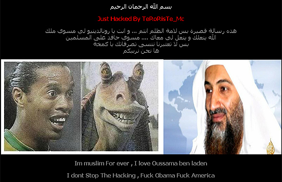 Ronaldinho website hacked by Osama bin Laden supporter !
