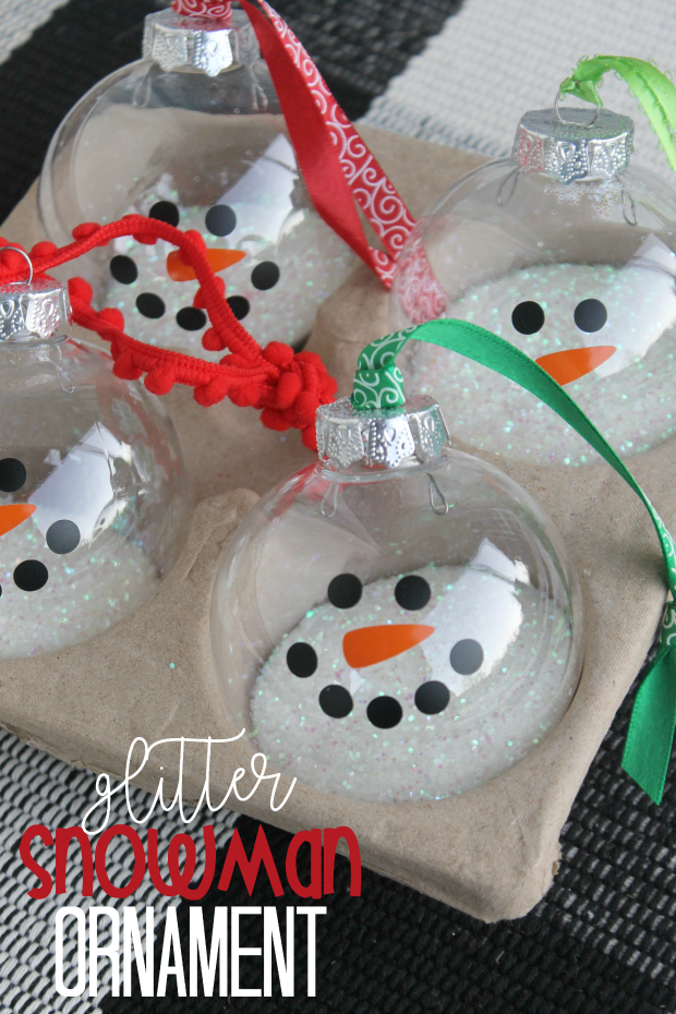 Glitter Snowman Ornament at GingerSnapCrafts.com #crafts #snow #snowman