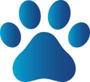 . keep our patients comfortable and wellcared for. (dog paw print blue)
