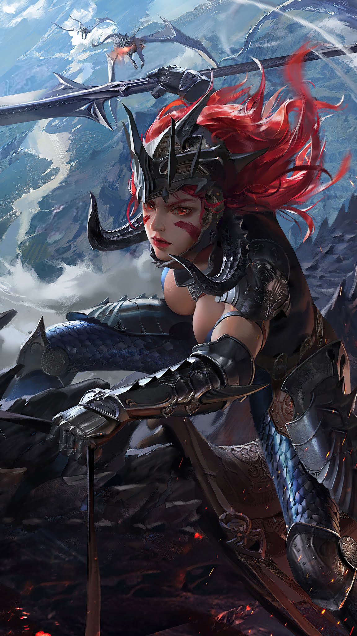 dragon rider female warrior fantasy wallpaper