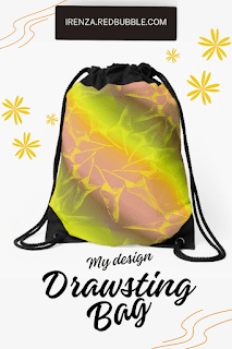 Colorful flower symmetric pattern Drawstring Bag.