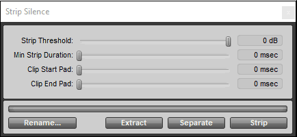 Strip Silence Window  in Avid Pro Tools 