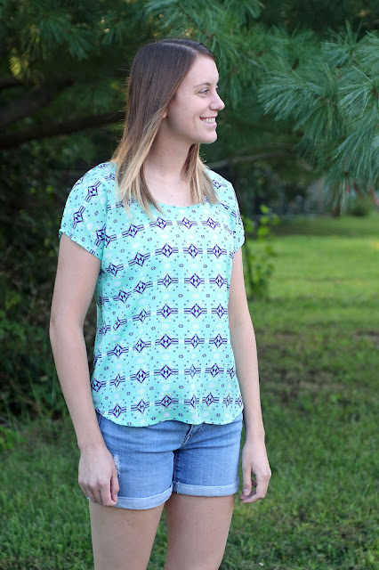 Lou Box Top from Indiesew in a polyester crepe de chine from Mood Fabrics