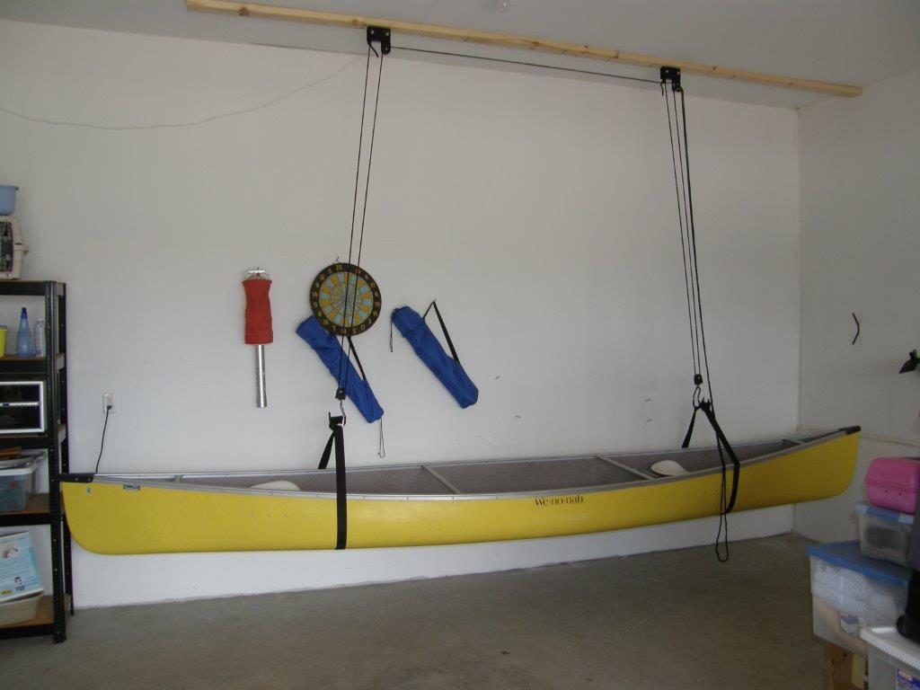 canoe or kayak, a canoe hoist is a slick solution to store your canoe 