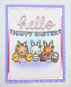 Sunny Studio Stamps: Chubby Bunny Hello Word Die Customer Card Share by Roslyn Jin