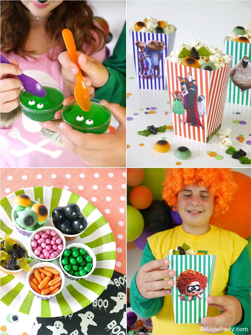 A Hotel Transylvania #Halloween Movie Party with Free Printables - fun party decorations, food, and DIY costumes for a fang-tastic celebration! - HotelT3 is available on Digital now and Blu-ray and DVD  on 10/9” | #sponsored content created by @birdsparty for @hotelt #HotelT3 #HotelTransylvania3 #HotelTransylvania