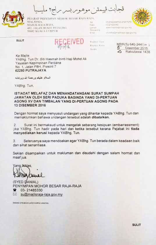 Contoh Surat Kepada Menteri Besar Selangor