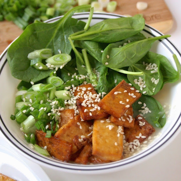 Spinach, Tofu, and Rice Bowl