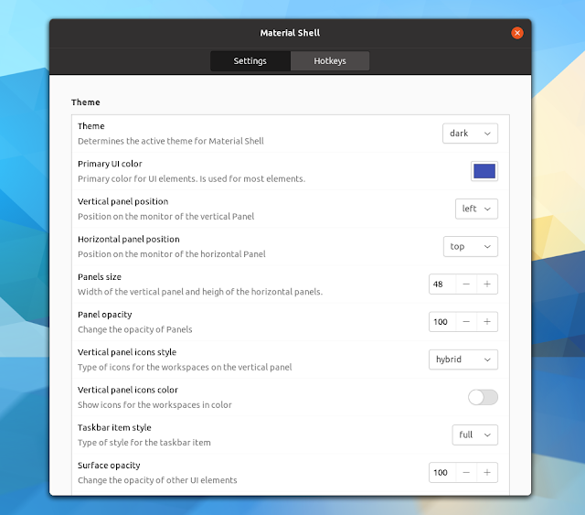 Material Shell Gtk4 settings