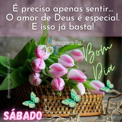 É preciso apenas sentir... O amor de Deus é especial. E isso já basta! Bom Dia! Feliz Sábado!