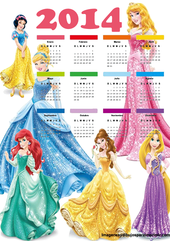 Calendario 2014 de princesas disney